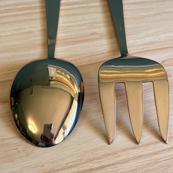 Star Of Siam Gold-Tone Serving Spoon & Fork Set With Ornate Handles - Picture 8 of 10